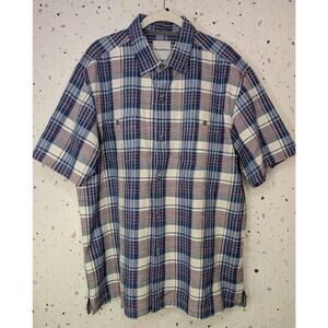 EUC Tommy Bahama Mens Original Fit Silk Shirt Large Short Sleeve Plaid